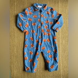 Angel Dear Football Print Corduroy Jumpsuit